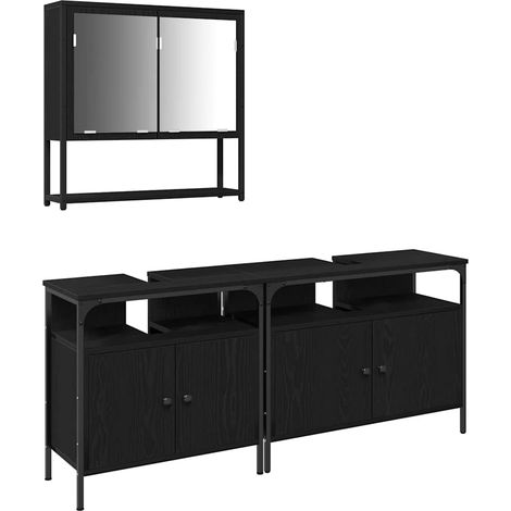 Maison Exclusive - Badezimmermöbel-Set mit Regal 3 pcs Schwarz Ho