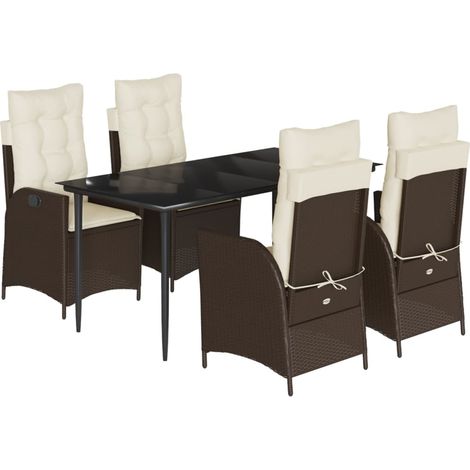 vidaXL Set da Pranzo da Giardino 5pz con Cuscini in Polyrattan (1/5)