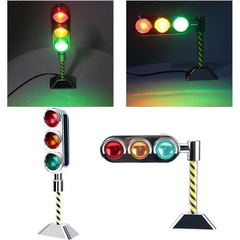 2 panneaux de signalisation routière simulés avec feux de circulation LED pour l'apprentissage de la sécurité routière par les enfants (1/5)