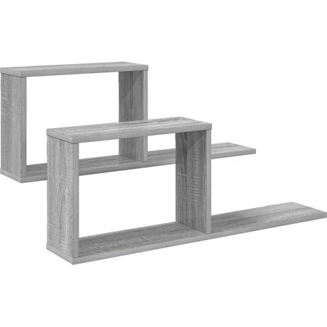 Maison Exclusive - Schweberegale 2 stk. Sonoma-Grau 80 x 15 x 30 (1/5)