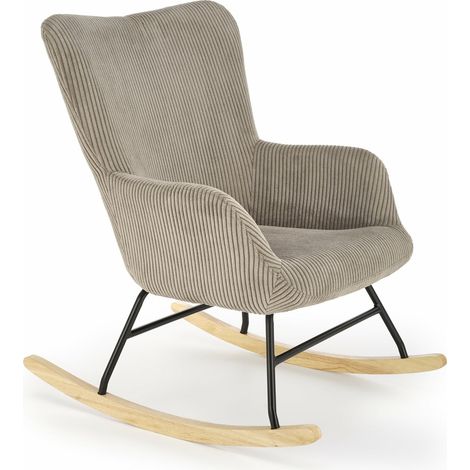 Mecedora Houston 1611, Gris, 98x72x88cm, Tapiz, De madera, Metal, Madera