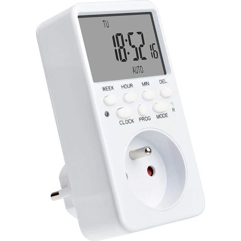 Prise Programmable Digitale, Programmateur Prise &Eacutelectrique Hebdomadaire avec 20 Programmes, 24H Minuteur Prise avec LCD &Eacutecran &Eacuteconomie d'Energie pour la Maison (1/5)