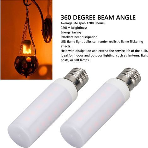 Ampoules LED Effet Flamme E12, Lot de 2, 220 LM, Intérieur/Extérieur (1/5)