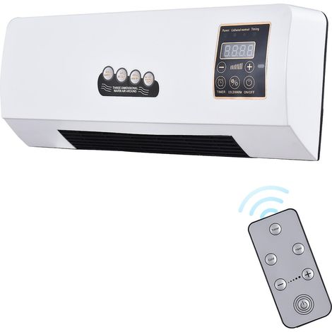 Heizlüfter-Kombination 1800 W, 2-in-1-Funktion mit Timer, Wandmontage, elektrischer Ventilator und Heizgerät – Weiß (UK-Version)