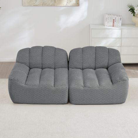 Divano modulare 2 posti senza montaggio 210 x 104 x 79 cm grigio DESVIAE (1/5)
