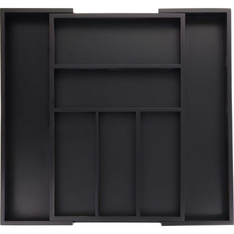 Portaposate estensibile per cassetto 30 x 40 a 60 cm con 5 scomparti design elegante in bambù nero 130013455