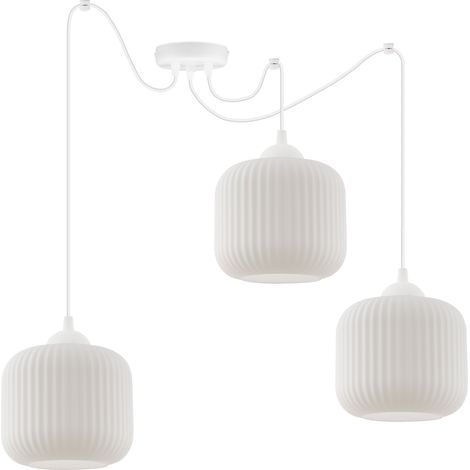 LÁMPARA COLGANTE SPIDER RIFFLE BLANCA 3 PLATOS PANTALLA CILINDRADA BLANCA E27