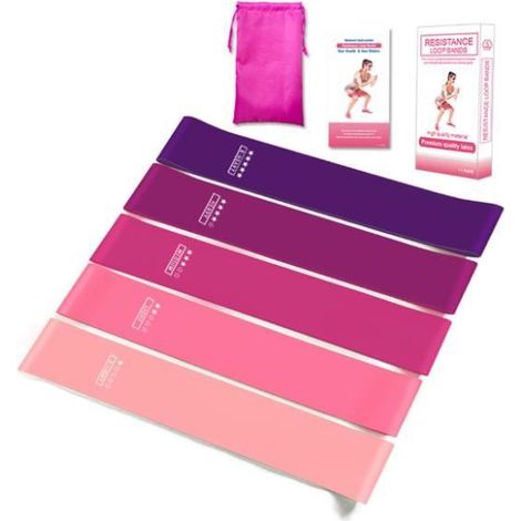 Lot de 5 Bandes de Résistance Élastique Latex pour Salle de Gym, Exercice, Yoga, Pilâtes, Kinésithérapie, Rééducation et Motrice (1/4)