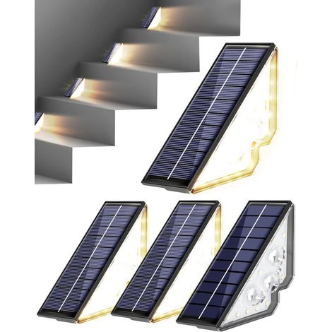Lampe solaire LED, lot de 4, étanche, pour jardin, terrasse, allée, entrée et espaces extérieurs.-AquaForge (1/5)