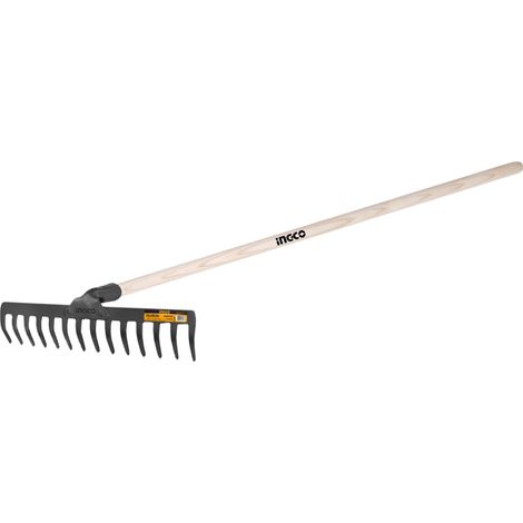 Rastrello in Acciaio con Manico Legno INGCO - Testa 10x35 cm (1/3)