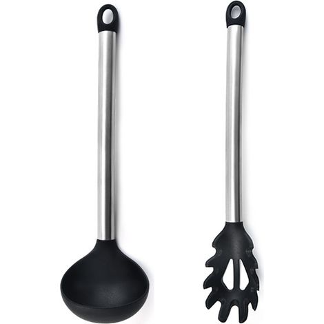 Ustensiles De Cuisine En Acier Inoxydable Et Silicone - Outils Résistants Pour Cuisson Et Service - Lot De 2 Pièces (1/5)