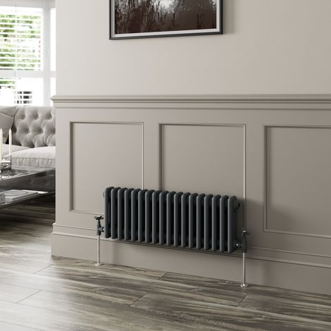Anthracite Traditional Colosseum Horizontal Column Radiator 300 x 830mm Triple