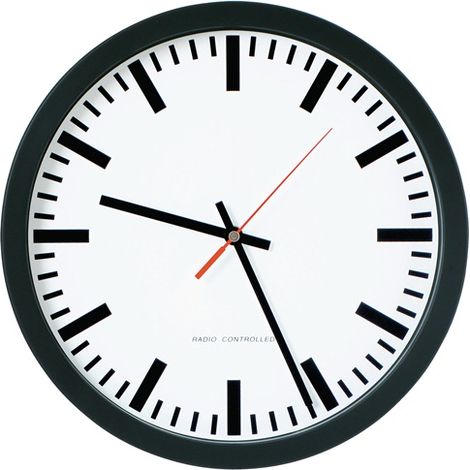 Wanduhr Funkuhr Kunststoff schwarz Ø 300 mm 1,5 V Balken Ø 300 mm (1/3)