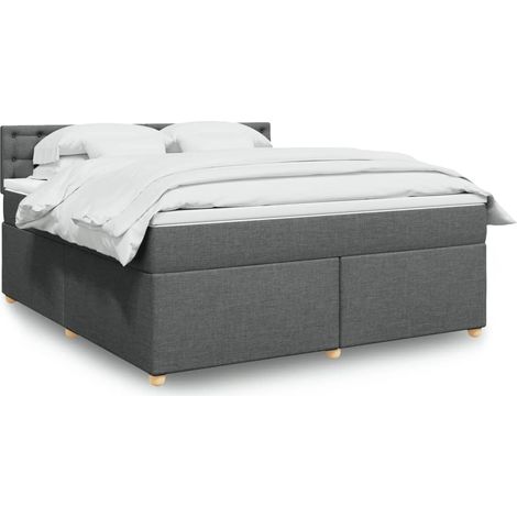Boxspringbett mit Matratze Dunkelgrau 180x200 cm Stoff