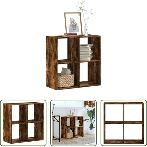 Rangement bureau - Bibliothèque chêne fumé 68,5x32x68,5 cm bois d'ingénierie (1/5)