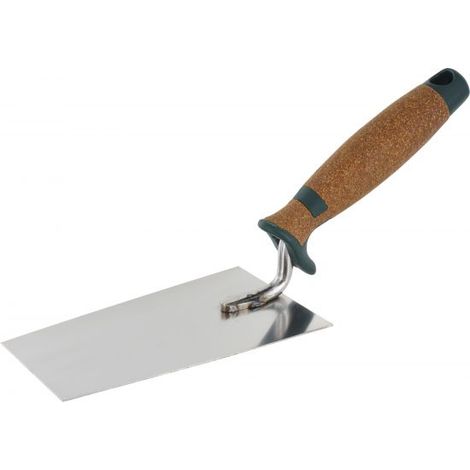 Truelle de platrier en acier trempé 140 mm - col droit - manche liège (1/3)