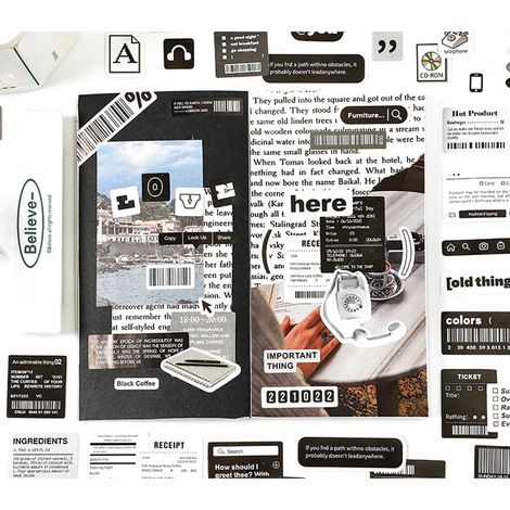 100 feuilles d'autocollants décoratifs pour scrapbooking et journal intime - Adhésif puissant - Autocollants à faire soi-même pour album photo et carnet - Type 1 (1/5)