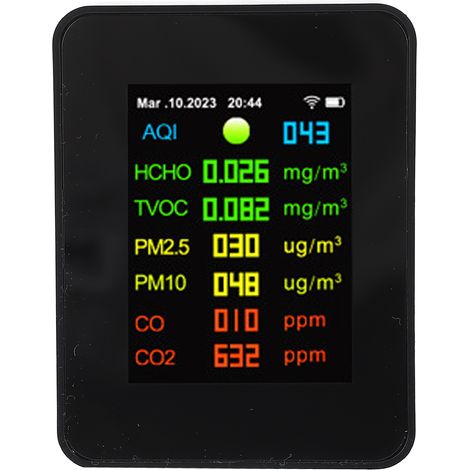 Multifunktionales CO2-Luftqualitätsmessgerät mit digitalem LCD-Bildschirm, Tischgerät (1/5)