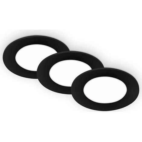 LED Einbauleuchten 3er Set ultraflach 3W IP23 schwarz Ø8,6cm Kunststoff Briloner