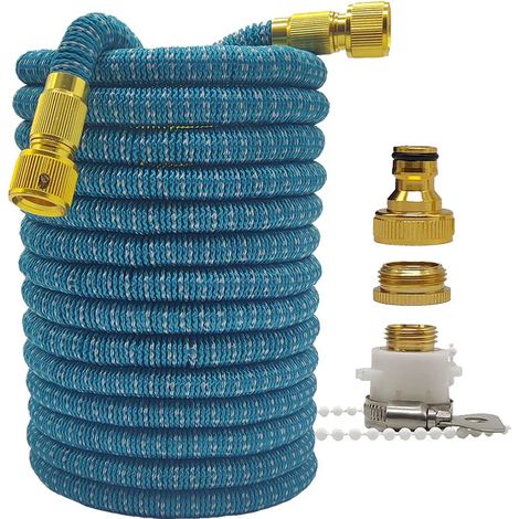 Tuyau d'arrosage bleu-gris extensible (7,5 m - 25 pi) pour la maison et le jardin : flexible, extensible et bicolore, haute pression, idéal pour l'irrigation des jardins et des exploitations agricoles