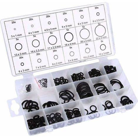 225-Piece Rubber O-Ring Kit – 18 Assorted Sizes – Heat and Oil Resistant – For Automotive and Plumbing Repairs – 225 Pieces (1/5)