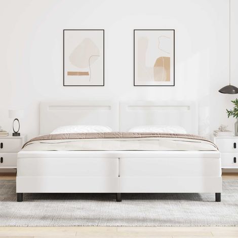 Boxspringbett mit Matratze mit LED Weiß 200 x 200 cm Kunstleder (1/5)