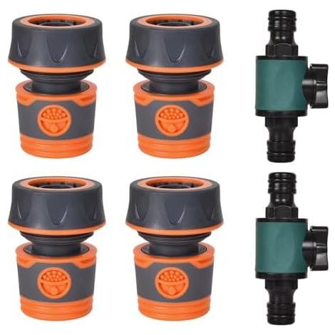 6-teiliges 19-mm-(3/4")-Gartenschlauch-Anschlussset – 2-in-1-Schnelladapter für Wasserhahn und Schlauch, Hochdruck-Doppelverbinder, auslaufsicher, geeignet für Garten, Bewässerung und Autowäsche (1/5)
