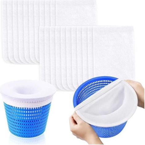 20 pièces Chaussettes de Skimmer pour Piscine, Filtre Skimmer, Chaussette Filtrante Réutilisable - wj
