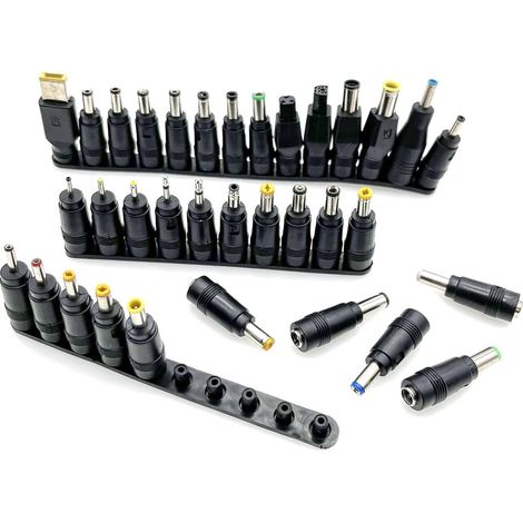 34 x DC Adaptateur Ensemble d'embouts Prise cylindrique, Embouts connecteur Chargeur, Embouts Prise Chargeur DC 5.5mm x 2.1mm, connecteurs d'alimentation pour Ordinateur Portable (1/5)