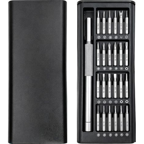 25 en 1 Kit De Tournevis de PréCision, Mini Set Outils Portables avec Hexagonaux et Triangulaires pour,Lunettes, Montres, Ordinateurs et Réparation Électronique, Réparation Multifonction (1/5)