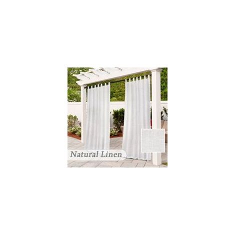 Rideau d'extérieur, Rideau Extérieur pour Patio, Dessus De Languette Collante Détachable pour Une Suspension Facile Et Non-Glissant, Pont Extérieur Imperméable (132x213 cm - 2pcs, Blanc)