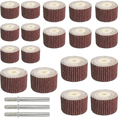 Lamellenräder für Dremel – Kit mit 18 High-End-Fräsern in 3 verschiedenen Größen (Körnung 80, 120, 180) für ein makelloses Finish (1/5)