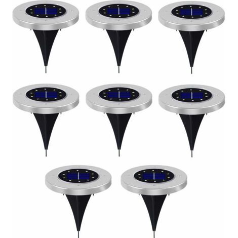 BUNTHAUS 8 pièces lumière solaire au sol, lumière de disque solaire à LED éclairage de paysage de jardin étanche extérieur -10 LED chaud (1/5)