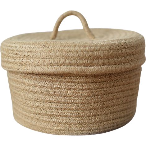 Rustikaler Aufbewahrungskorb aus Baumwolle – 2 Größen (16 x 12,5 cm oder 20,5 x 13,5 cm) – Ideal für Zuhause, als Dekoration und Geschenk – Robust und umweltfreundlich (1/5)