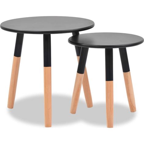 Maison Exclusive - Beistelltisch Set 2 Stk. Kiefernholz Massiv Sc (1/5)