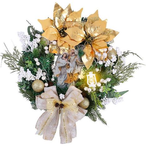 Voici une proposition de titre produit en français, optimisée pour le référencement et respectant la limite de 190 caractères :

Couronne de Noël lumineuse avec scène de la Nativité, décoration de por (1/4)