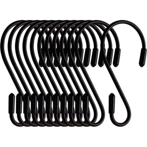 Set mit 12 S-Haken – Schwarz – 8 cm – S-förmig – Maximale Traglast: 5 kg (1/4)