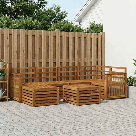 vidaXL Ensemble de canapé d'angle 6 pcs Naturel Bois d'Acacia Massif (1/5)