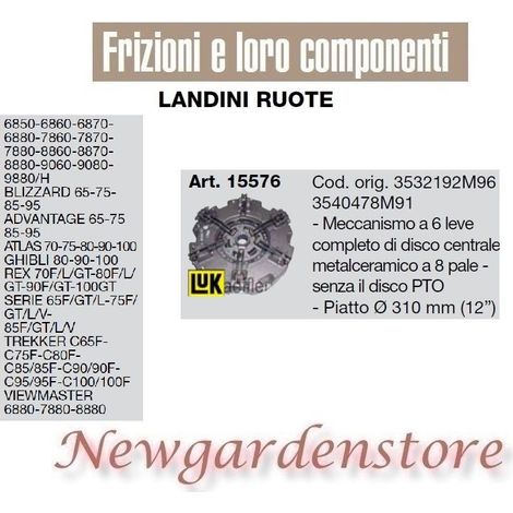 Embrague 15576 310mm 12" LANDINI WHEELS ADVANTAGE BLIZZARD TREKKER VIEWMASTER