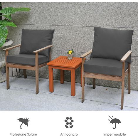 Set of 2 Removable Patio Furniture Cushions, Backrest Cushion for Sofa Living Room Garden Dark Grey (1/5)