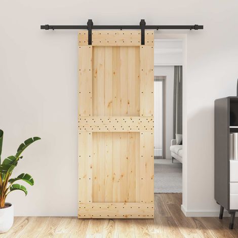 vidaXL Puerta Corredera Natural y negro 85 x 210 cm (1/5)
