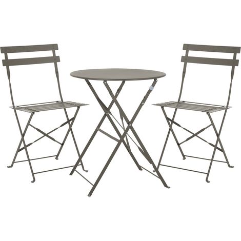 SVITA BERLIN Balkonmöbel Bistroset Stuhl Tisch Garten Bistro Cafe Metall Klappmöbel Taupe (1/5)