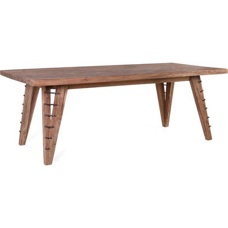 Grande table à manger en bois massif vernis mat et fer Orlanda 220cm (1/3)