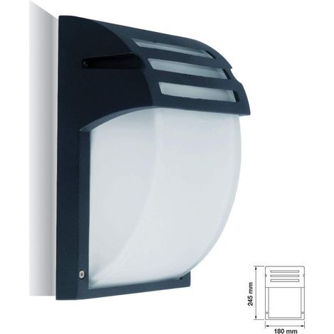 Trade Shop - Portalampada Esterno Alluminio Vetro Nero Vt7076 E27 Ip44 Illuminazione -
