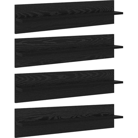 Maison Exclusive - Scaffali da parete 4 pcs Rovere Nero 80 x 11,5 x 18 cm