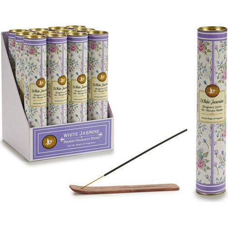 Ensemble de bâtonnets d'encens en boîte métallique - Jasmin (12 x 30 pièces) + support (1/4)