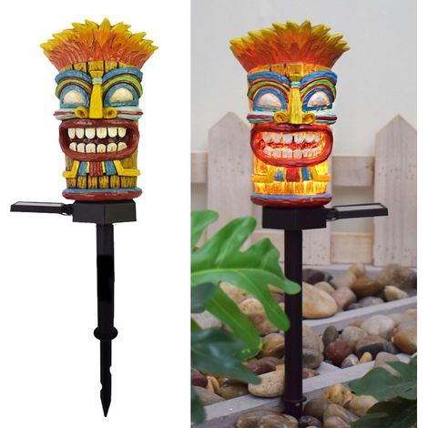 LED solaire sauvage lumière au sol, atmosphère extérieure lumière de décoration, mignonne résine sauvage tête lampe de paysage cour. (1/5)