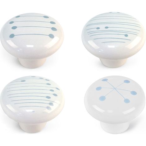 Pomo para Mueble Estilo Decorativo Fabricado en Porcelana Acabado en Blanco Medidas 404031 mm Sistema de Fijación Atornillado Incluye Tornillos M4 4 Unidades - (1/2)