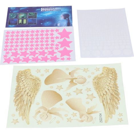 Stickers muraux pour chambre d'enfant - Ailes d'ange lumineuses pour plafond - Décoration murale pour chambre de bébé/enfant (1/5)