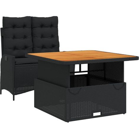 Maison Exclusive - 2-tlg. Garten-Essgruppe mit Kissen Schwarz Pol